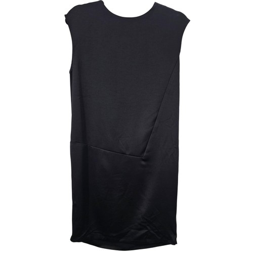 Krisa Dress Small Black Satin Shift Sleeveless Minimalist New Quiet Luxury New
