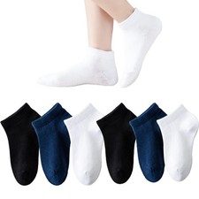 Boys/Girls Low Cut Cotton Socks Kids Seamless School Socks 6 Packs Black/Whit...