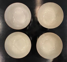 Project 62/Solene Bowls/Set of 4/Stoneware Gray with White Lines/Excellent Cond.