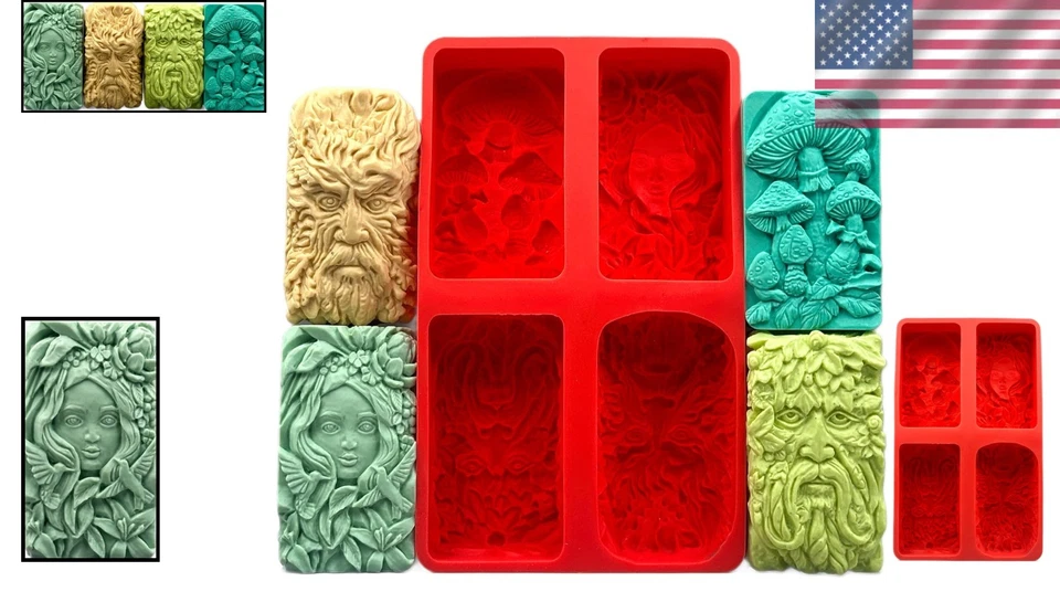 Celtic Green Man Silicone Mold - 4 Unique Designs for Soap & Candle Making - Image 2 of 4