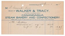 1900  Billhead, Walker & Tracy Steam Bakery, Canandaigua, NY