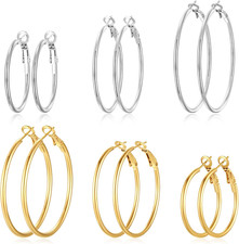 Silver Gold Two Tone Big Hoop Earrings for Women  14K Real Gold Plated Hypoalle