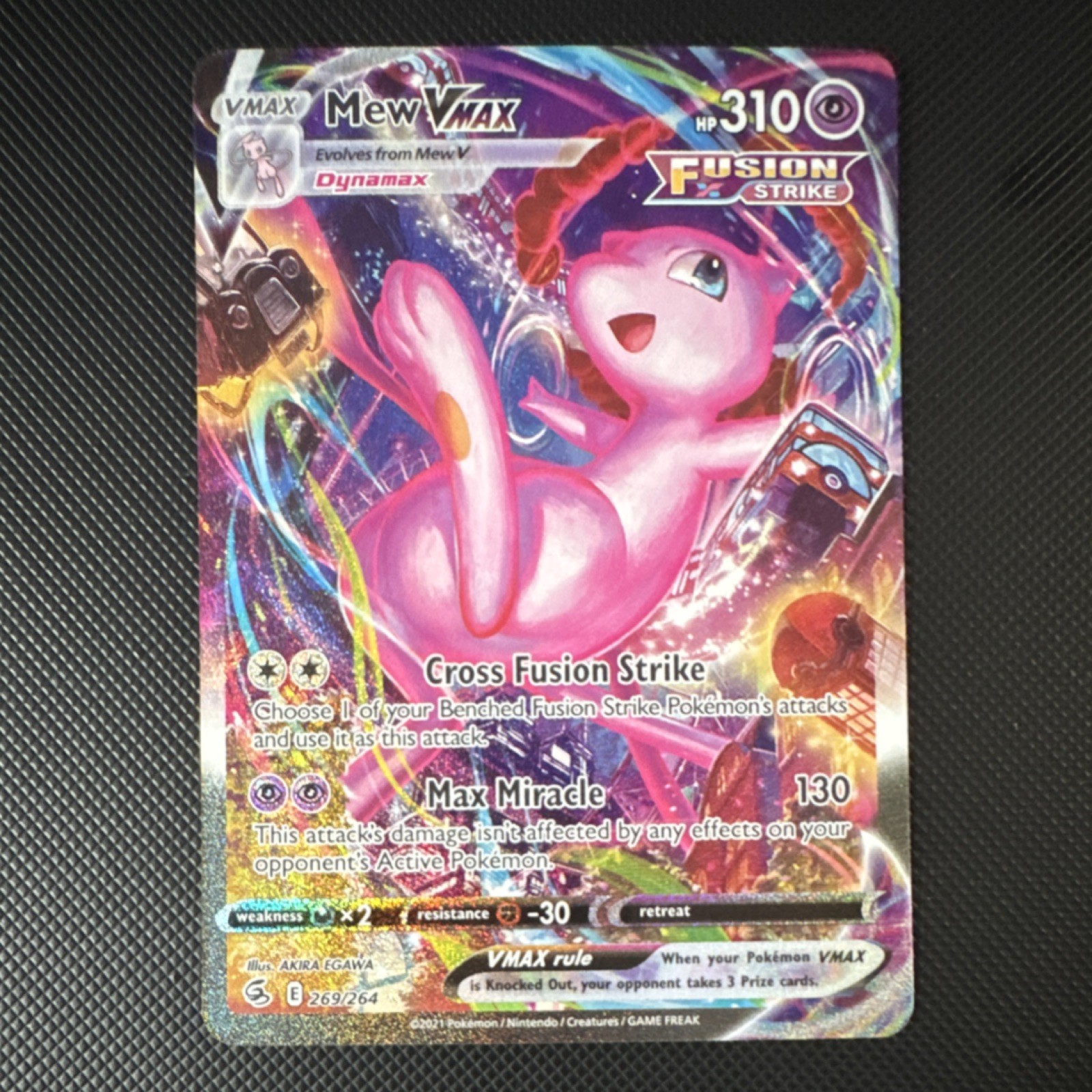 Mew VMAX 269/264 Swsh08 Fusion Strike Alternate Art Secret Rare Holo ENG 2021