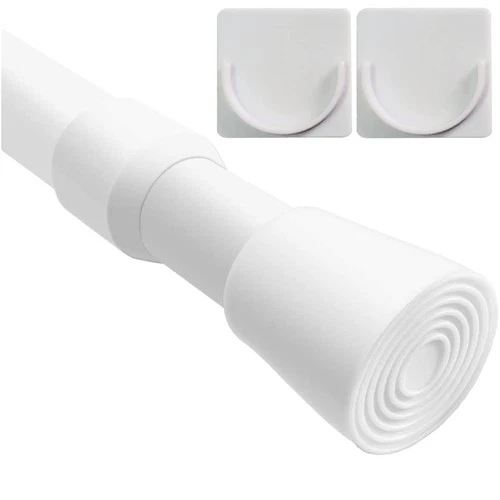 1PC Extendable Curtain Pole for Wardrobe Tension Rod with 2PC Holders Adjustable