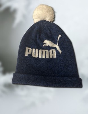 PUMA Navy White Pom-Pom Beanie Men's Winter Casual Solid Sports Hat