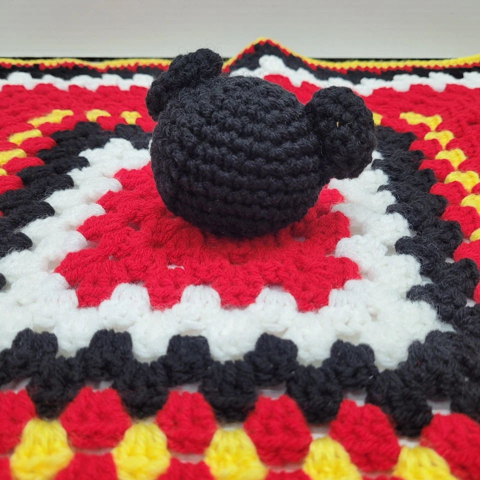 手工鼠标头钩针编织婴儿爱安全毯保姆方形20 — 第 3/4 张图片