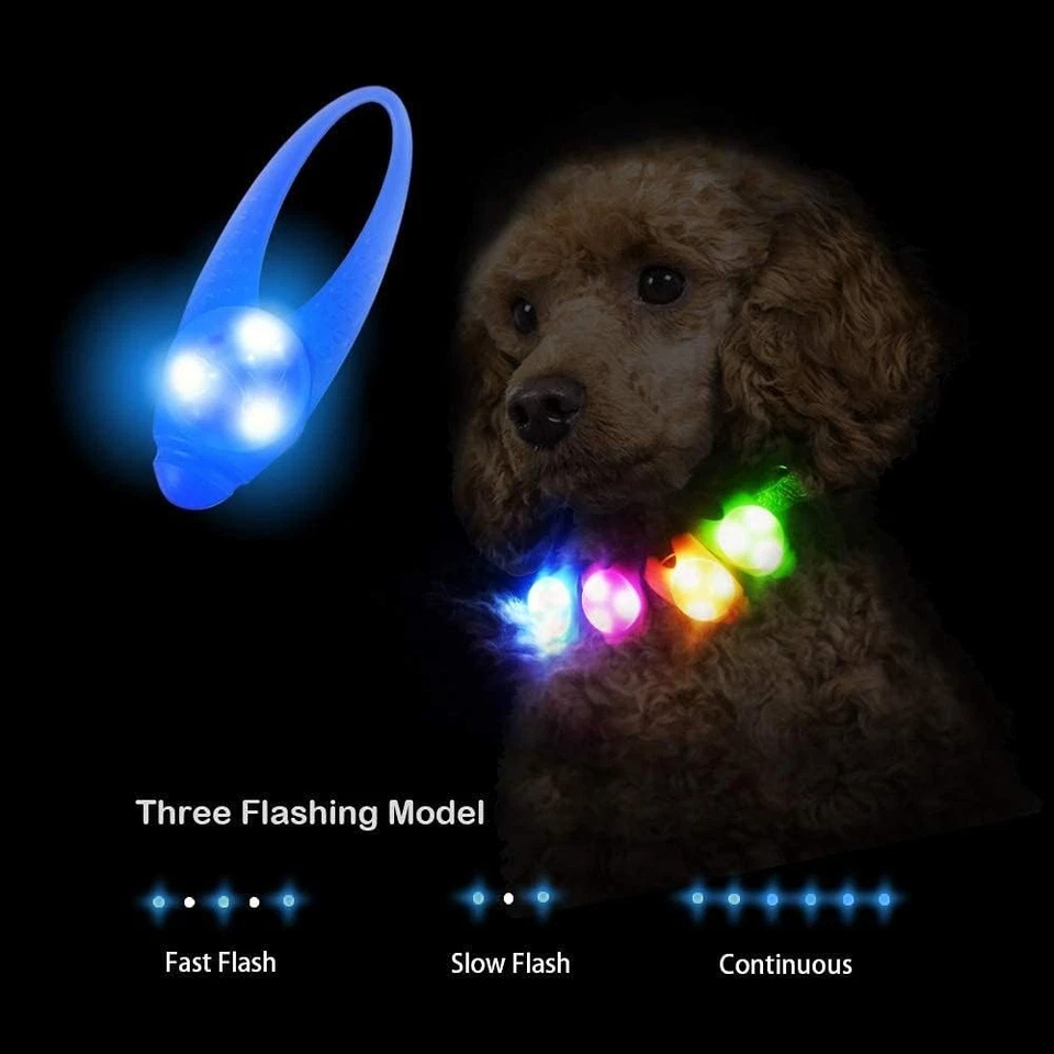 LED Dog Collar Light Clip On Pet Safety Light for Night Walking Blue - Image 2 of 4