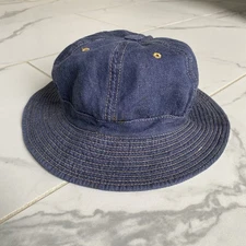 Vintage 1980s 80s Denim Bucket Hat Blue Cotton 11” Kapital Style