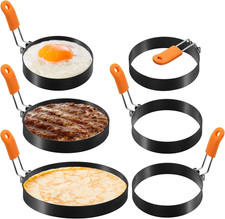 6 Pcs Egg Ring Pancake Ring Set Stainless Steel Fried Egg Molds Griddle