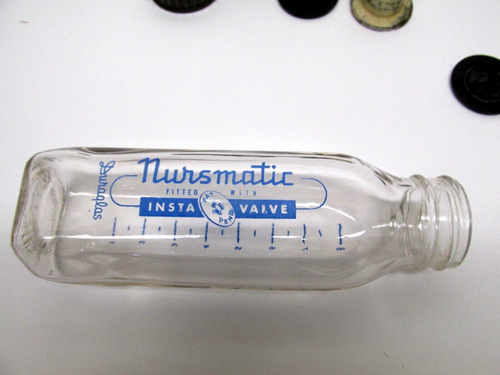 Vintage Evenflo 4oz.&Duraglass "Insta-Valve'' "Nursematic" 8oz. Babyflasche + Deckel - Bild 5 von 8