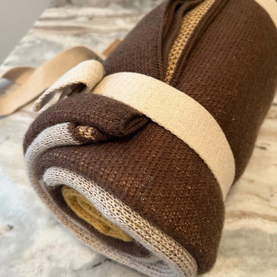 On The Go Throw Blanket Ivory Brown Mountain Travel Picnic Gift Holiday - Image 4 of 4