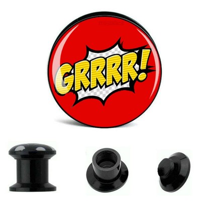 6MM-25MM SCHRAUB OHR PLUG TUNNEL COMIC SCREW FLESH PIERCING SUPERHERO POW GRRR! 