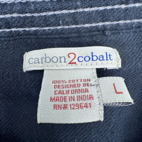 Carbon 2 Cobalt Hemd Herren Large Schwarz Baumwolle Flanell Strick Knopf - Bild 2 von 7