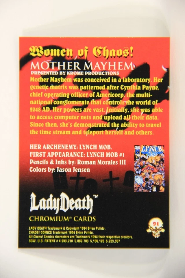 Lady Death Chromium 1994 Trading Card #97 Roulette ENG L006328 - Image 2 of 2