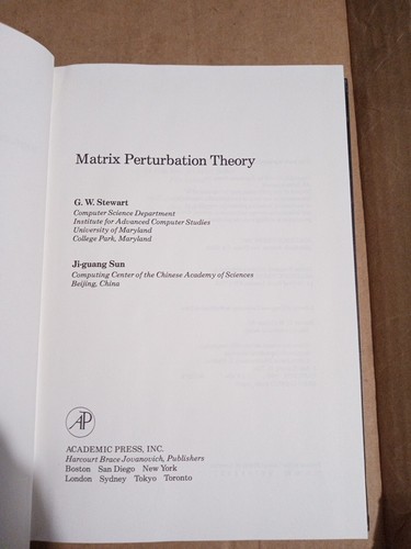 Matrix Perturbation Theory -Computer Science & Scientific Computing- Hardcover - 第 3/7 張圖片