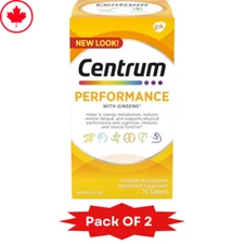 Centrum Performance Multivitamin with Ginseng - 75 Tablets - 2 Packs - Canada