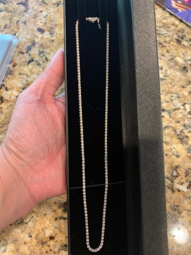 17CT Round Cut Lab Created Diamond Tennis Necklace 14K White Gold Plated