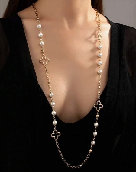 CRAFTD London ネックレス CLOVER REAL PEARL NECKLACE パール Men's Pendant Necklace With Real Pearls (Gold) | CRAFTD London