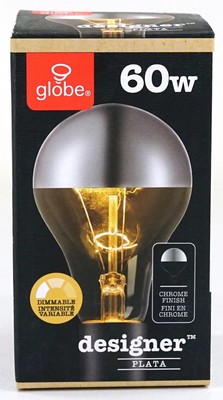 New Globe Designer Plata Dimmable Chrome Finish A 60W Edison Bulb 84001