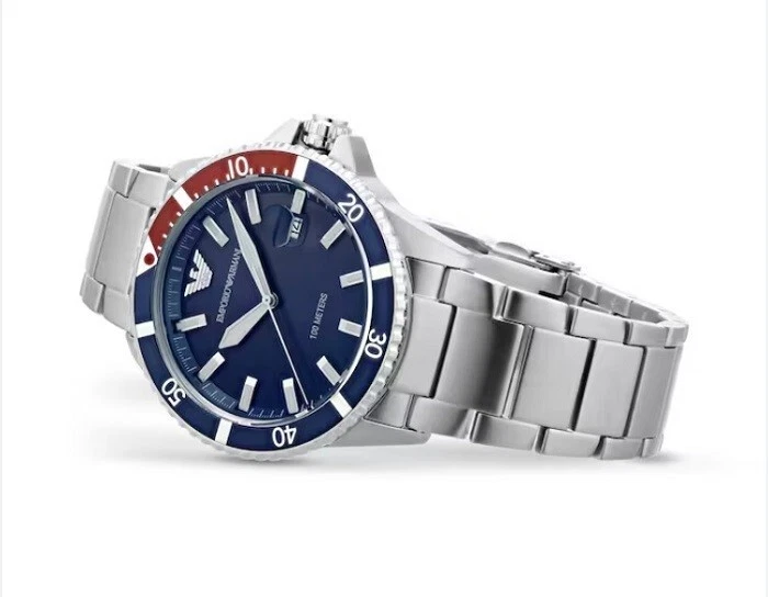 NEW EMPORIO ARMANI MENS WATCH STAINLESS STEEL AR11339 BLUE DIAL 