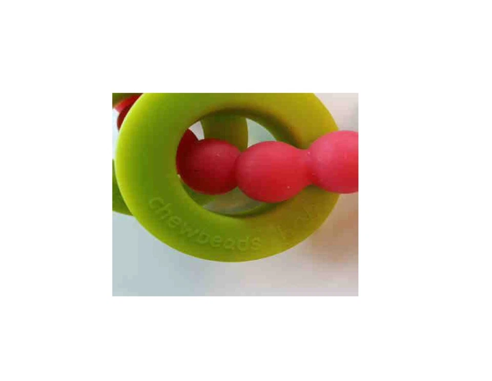 Chewb...™ 婴儿硅胶磨牙环玩具婴儿粉红色戒指和沙特尔斯带 — 第 3/3 张图片