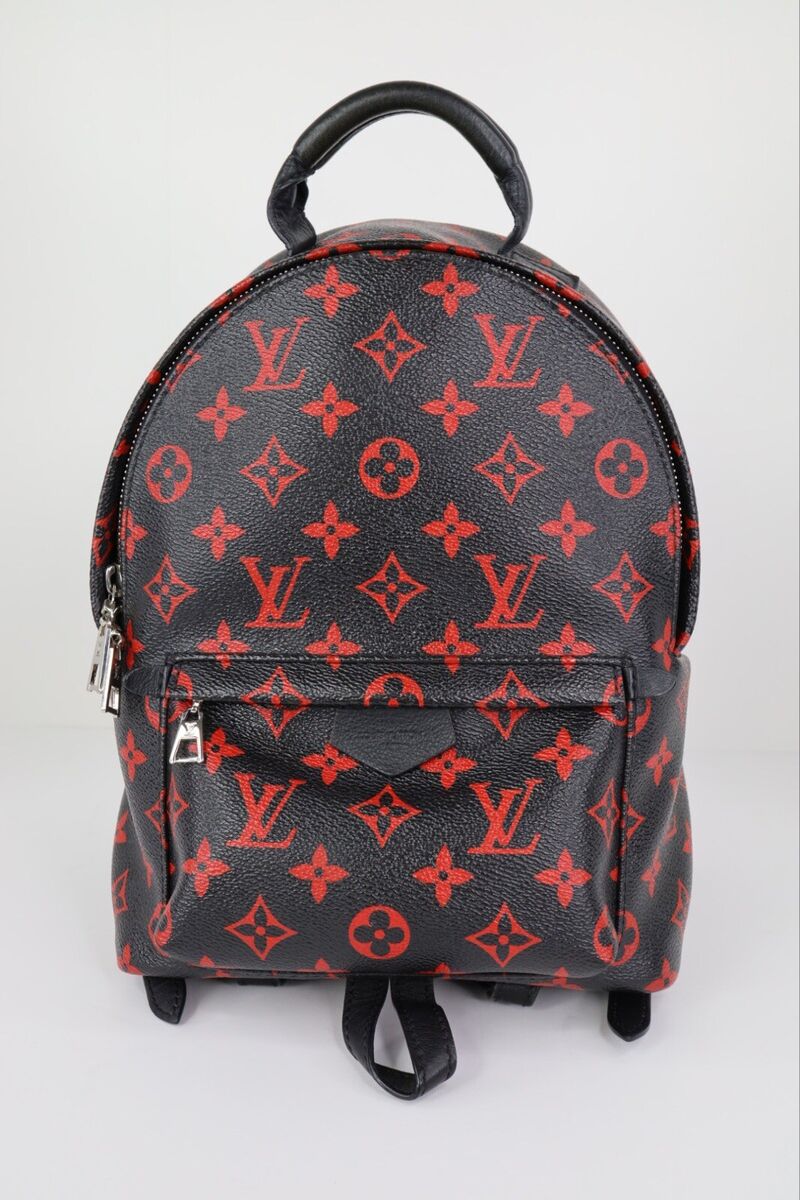 Louis Vuitton, Bags, Louis Vuitton Limited Edition Mini Palm Spring Backpack  Black Red