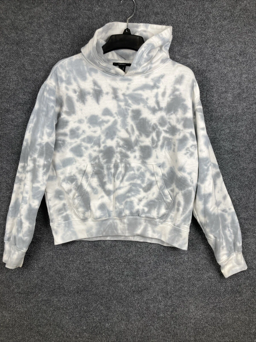 Sweat à Capuche Forever 21 Tie Dye Rose Et Blanc, Taille L, Manches Longues, Look Décontracté