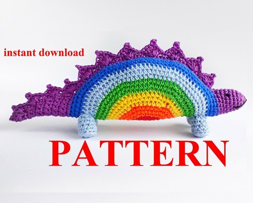 Crochet Pattern bundle rattle rainbow toy beads and jellyfish, Crochet Dinosaur - Picture 3 of 7