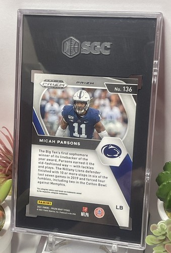 2021 Prizm Micah Parsons ROOKIE card FOTL WHITE Sparkle SGC 9 SSP RC FOTL - Picture 5 of 7