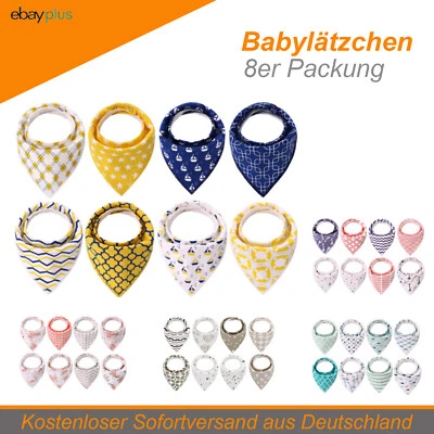 MIRACLE BABY 8x Baby Lätzchen Dreieckstücher unisex Sabberlatz Baumwolle Halstuch Spucktuch