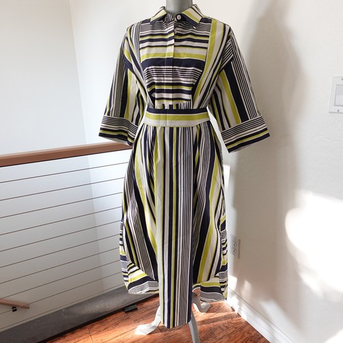 Carla Rockmore Dress Large Colorful Striped Cotton Half Sleeves Casual Travel