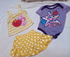 Sesame Street Toddler Girl Elmo shirt/Carter's Skort Lot 2 Size 12-18-24M 2T