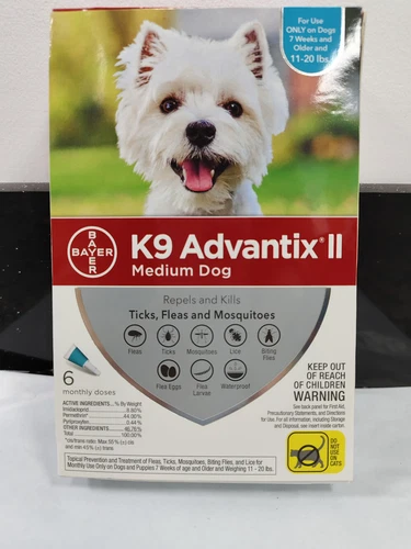 K9 Advantix II Flea and Tick Treatment for Medium Dogs 11-20lbs ,6 Doses - Picture 2 of 2