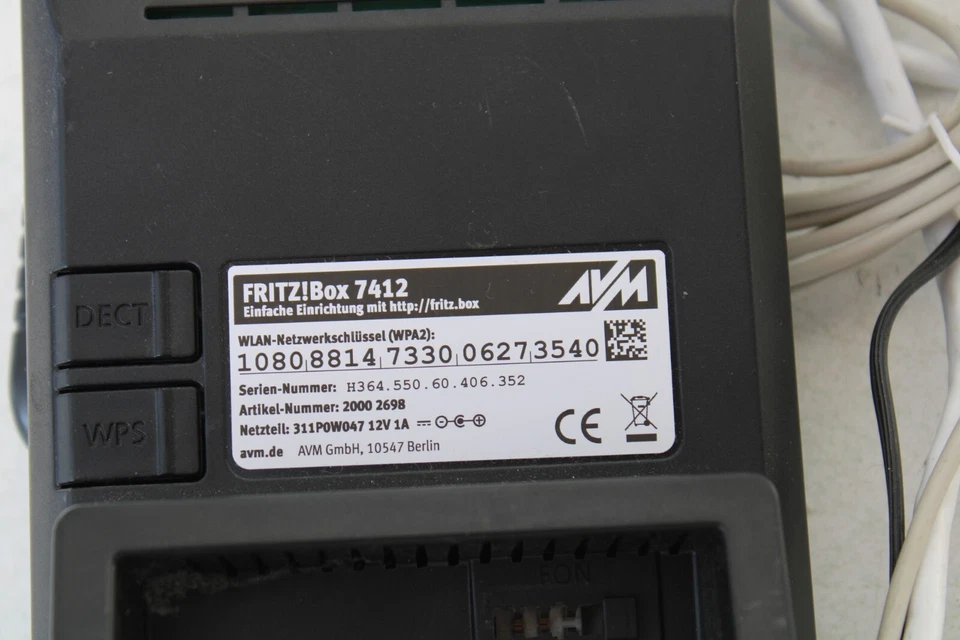 VDSL-Modem AVM FRITZ!Box 7412 (2000-2698) Schwarz, mit Netzteil und Kabeln - Bild 4 von 4