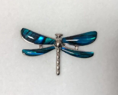 Atemberaubendes blaues Libelle eingelegtes Paua Muschel Pin Abzeichen