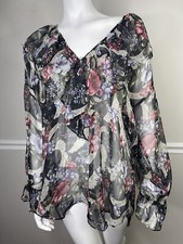 Victoria's Secret Vintage Gold Label Floral Sheer Sleep Top Women's Size M/L 90s