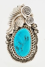 Native American Handmade Sterling Silver with Turquoise Ring Size 6.5