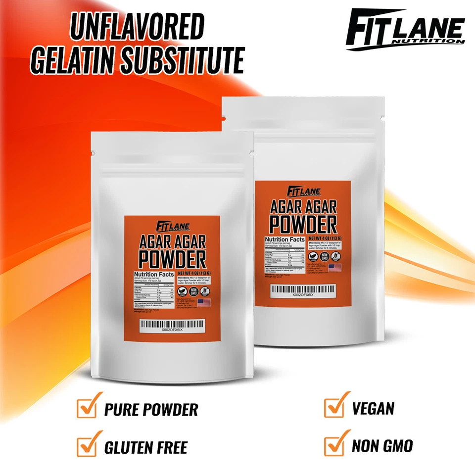 Agar agar en polvo. Gelatina vegana (vegetariana). Bolsa de 4 oz sin OGM, sin gluten Foto 2 de 4