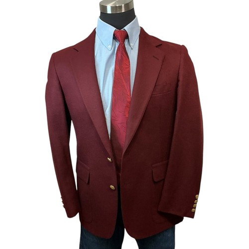 38S Crickateer Mens Blazer Sport Coat Jacket Burgundy Maroon Purple Red Gold Btt - Picture 3 of 19