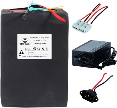 72V 20Ah 25Ah LiFePO4 Ebike Battery with 50A/80A BMS for 500W-2000W Motor Ebike