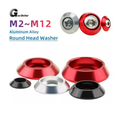 #ad M3 M10 Aluminium Alloy Anodized Conical Washers Flat Round Head Screws Gasket $111.22