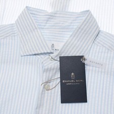 Emanuel Berg NWD Casual Button Down Shirt Size 43 17 L/XL Blue/White Stripes