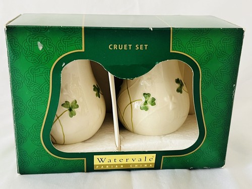 Watervale Parian China Cruet Set Salt Pepper S/P Shamrock Clover - Picture 4 of 11