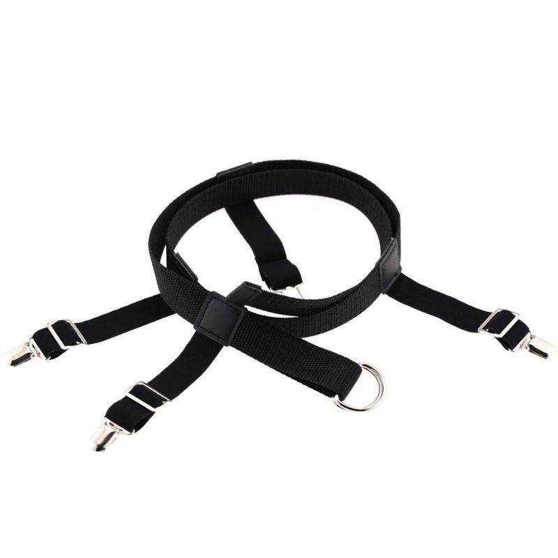 Unisex Elastic Waist Belt with Garter Suspender Clip Stocking Pants
