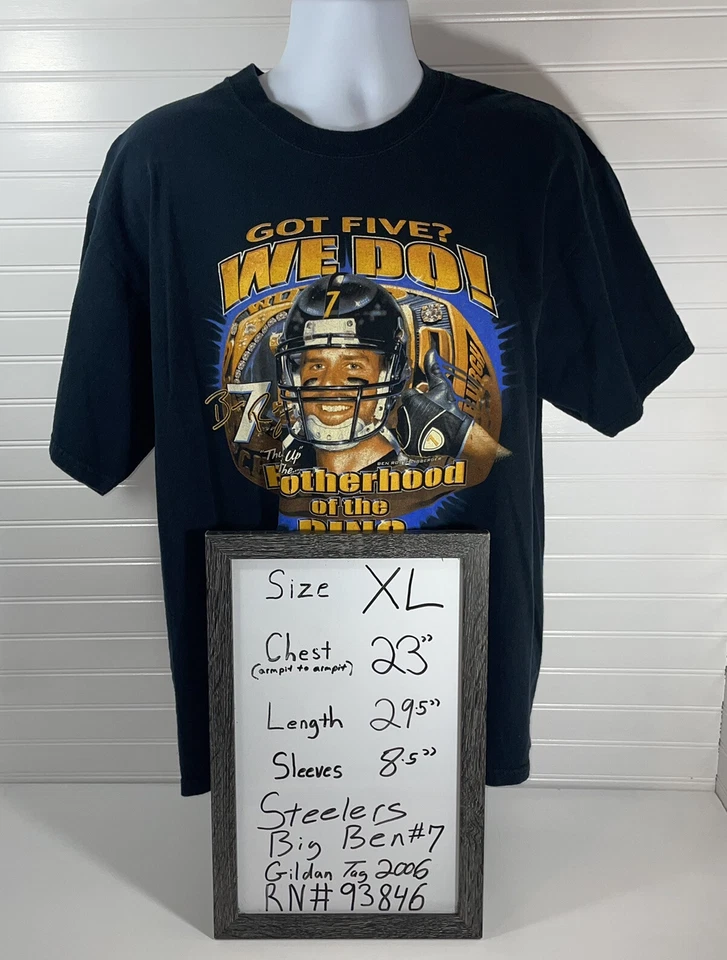 Camiseta negra Ben Roethlisberger Got Five We Do Pittsburgh Steelers 2006 para hombre XL Foto 2 de 4
