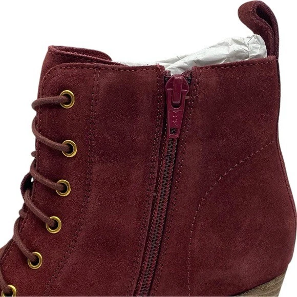 Zapatos para mujer Diba botas negras talla 8 borgoña gamuza cuero con cordones botines de cuña Foto 3 de 4