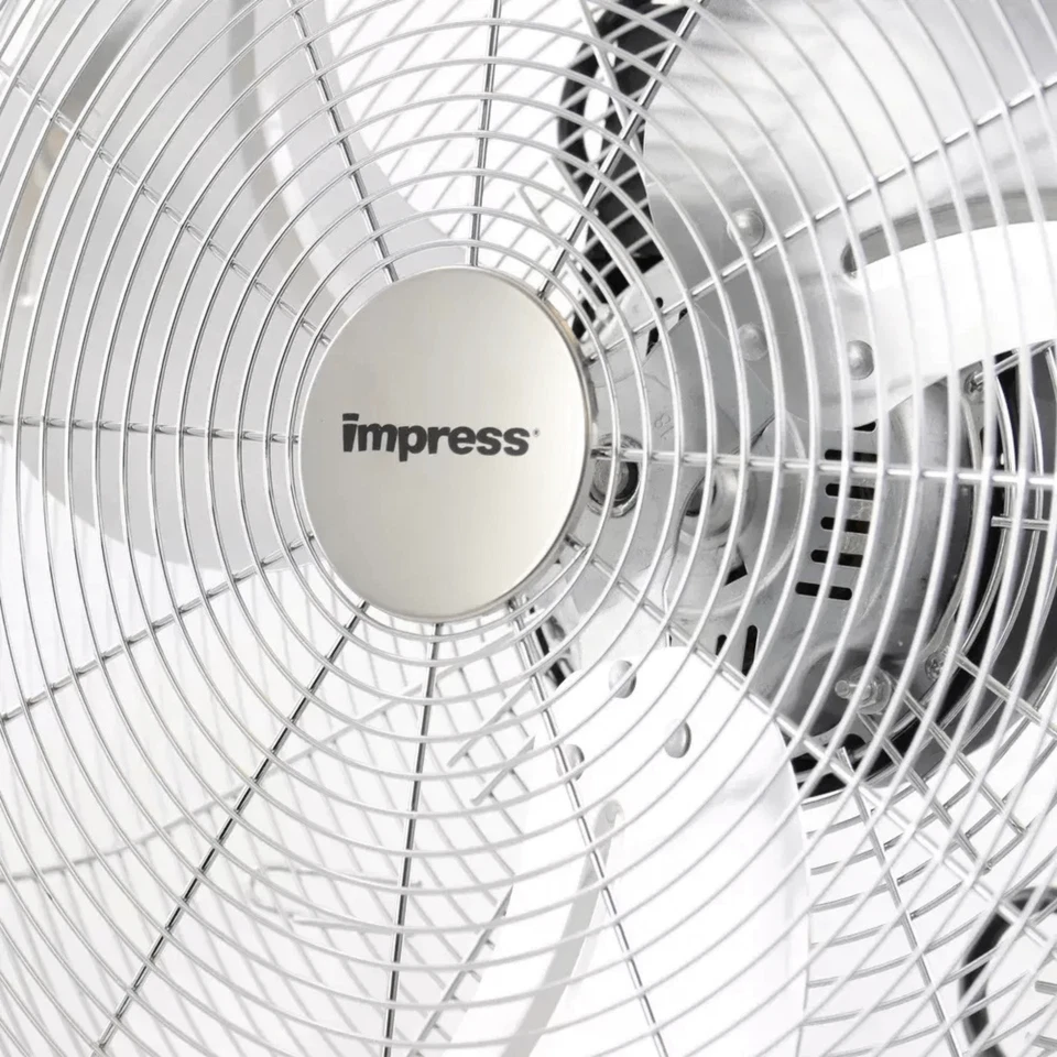 Impress 18-Inch High-Velocity Floor Fan w Chrome Finish and Adjustable Tilt Head - Image 3 of 4