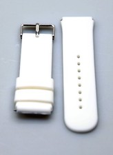 NEW 22MM TIMEX - White Sport Watch Band Flat Ends Silver Buckle 