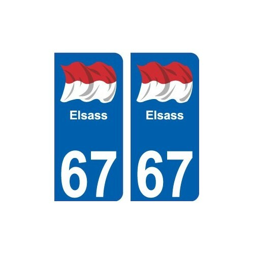 2 Stickers ELSASS 68 Style Plaque D'immatriculation - Neufs, Vinyle Polymère, Multicolore