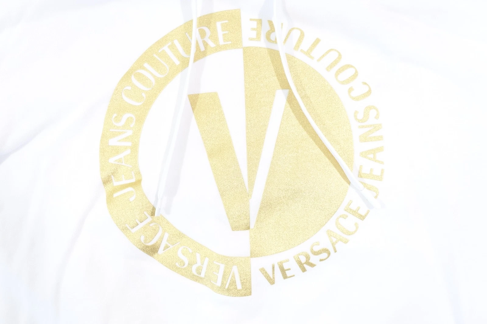 VERSACE JEANS COUTURE BIANCO ORO 2XL PULLOVER FELPA CON CAPPUCCIO MAGLIONE
